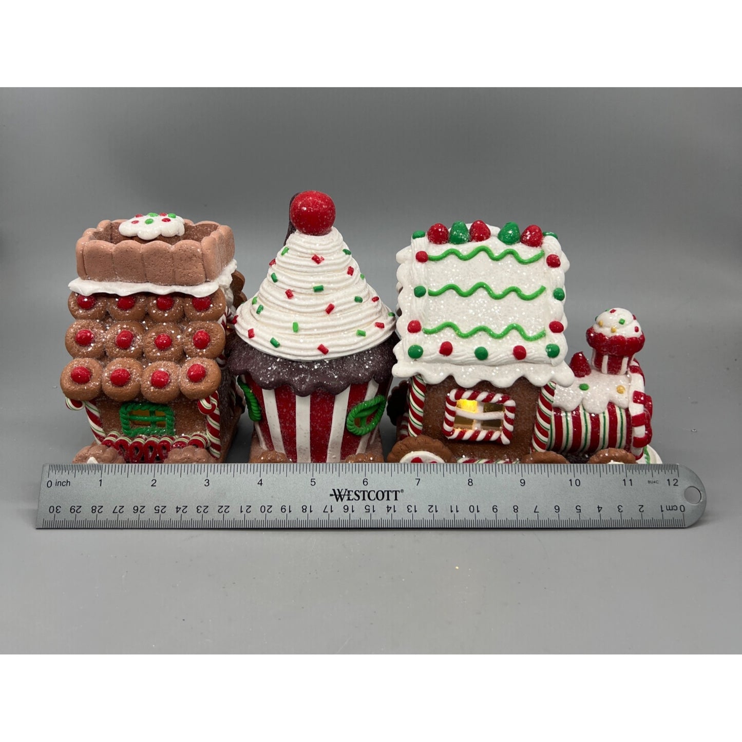 Kurt Adler Hand Decorated Clay Dough Gingerbread Train Set With LED Lights