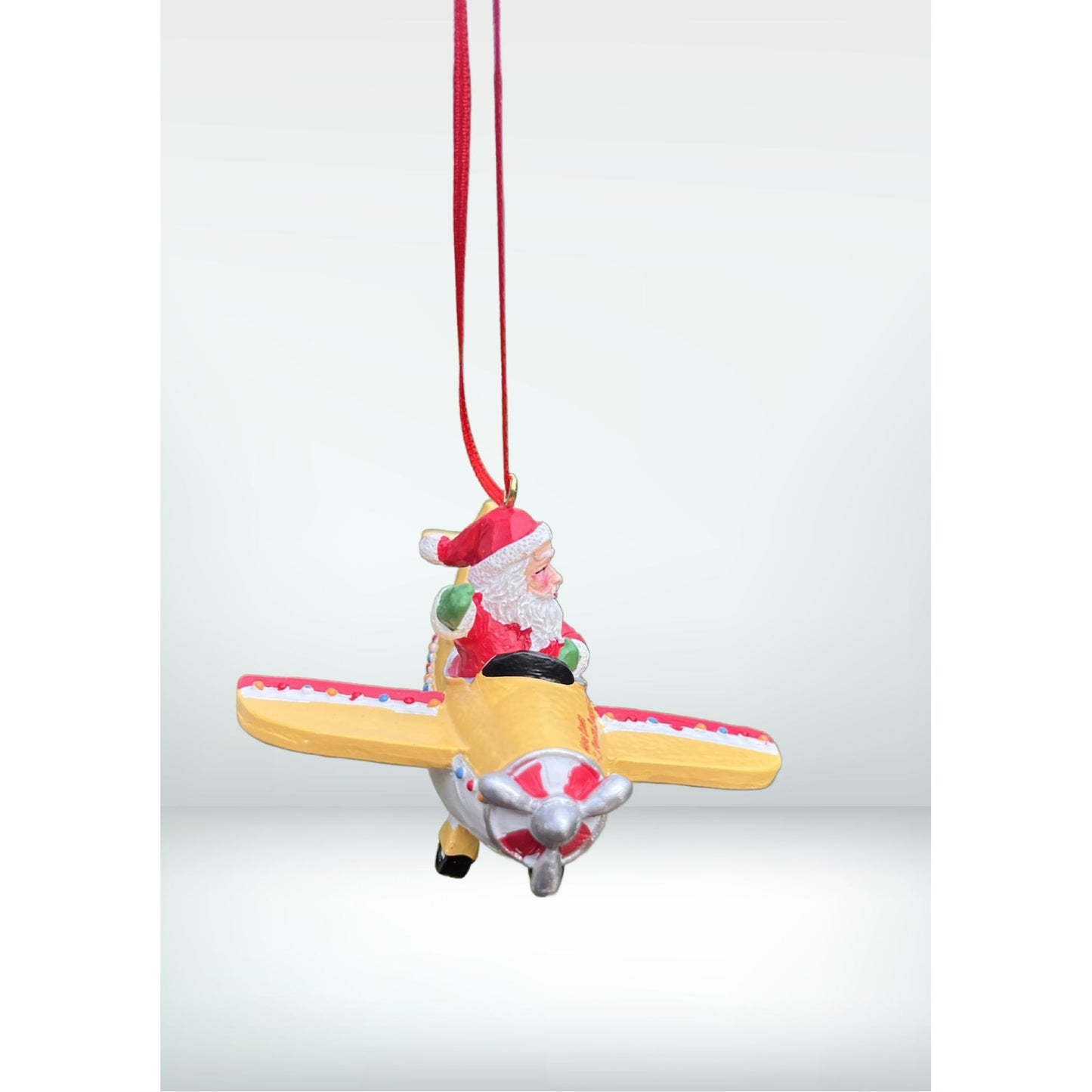 Kurt Adler Santa Claus Airplane Christmas Ornament Hand Painted 3.75"