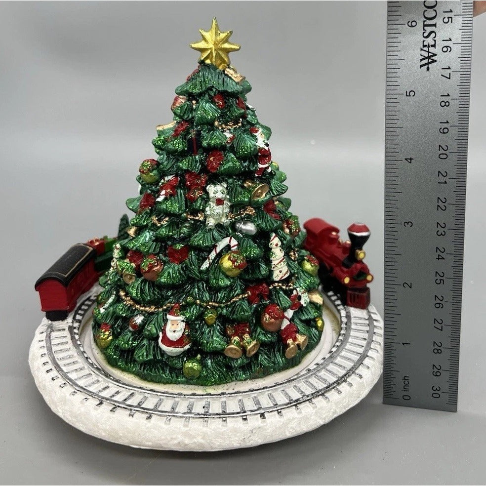 Animated Musical Green Christmas Tree with Train 6.25 Inch