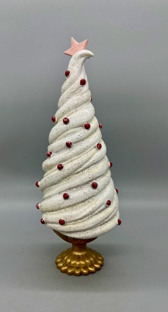 12.5" White Frosting Christmas Tree By December Diamonds