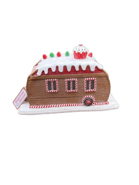 Kurt Adler 6" LED Gingerbread Camper – Battery Operated Lighted Christmas Decoration