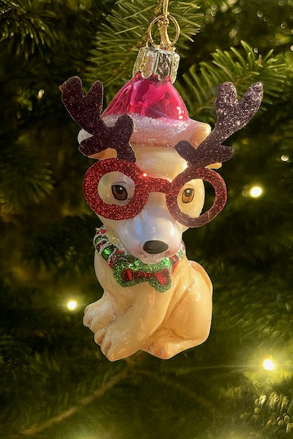 Kurt Adler Noble Gems Christmas Dog Ornament with Sunglasses – 4" Glass Holiday Decor (Sold Separately)