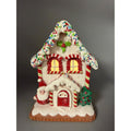 6.5” Hand Decorated Lighted Gingerbread House with Santa & Christmas Tree Holiday Figurine Décor
