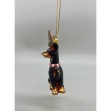 Kurt Adler Noble Gems Doberman Christmas Ornament With Antlers & Festive Collar NB1261db