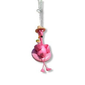 Kurt Adler 5.5" Flamingo Christmas Ornament with Sun Hat and Tropical Drink- Hand Decorated  T3850