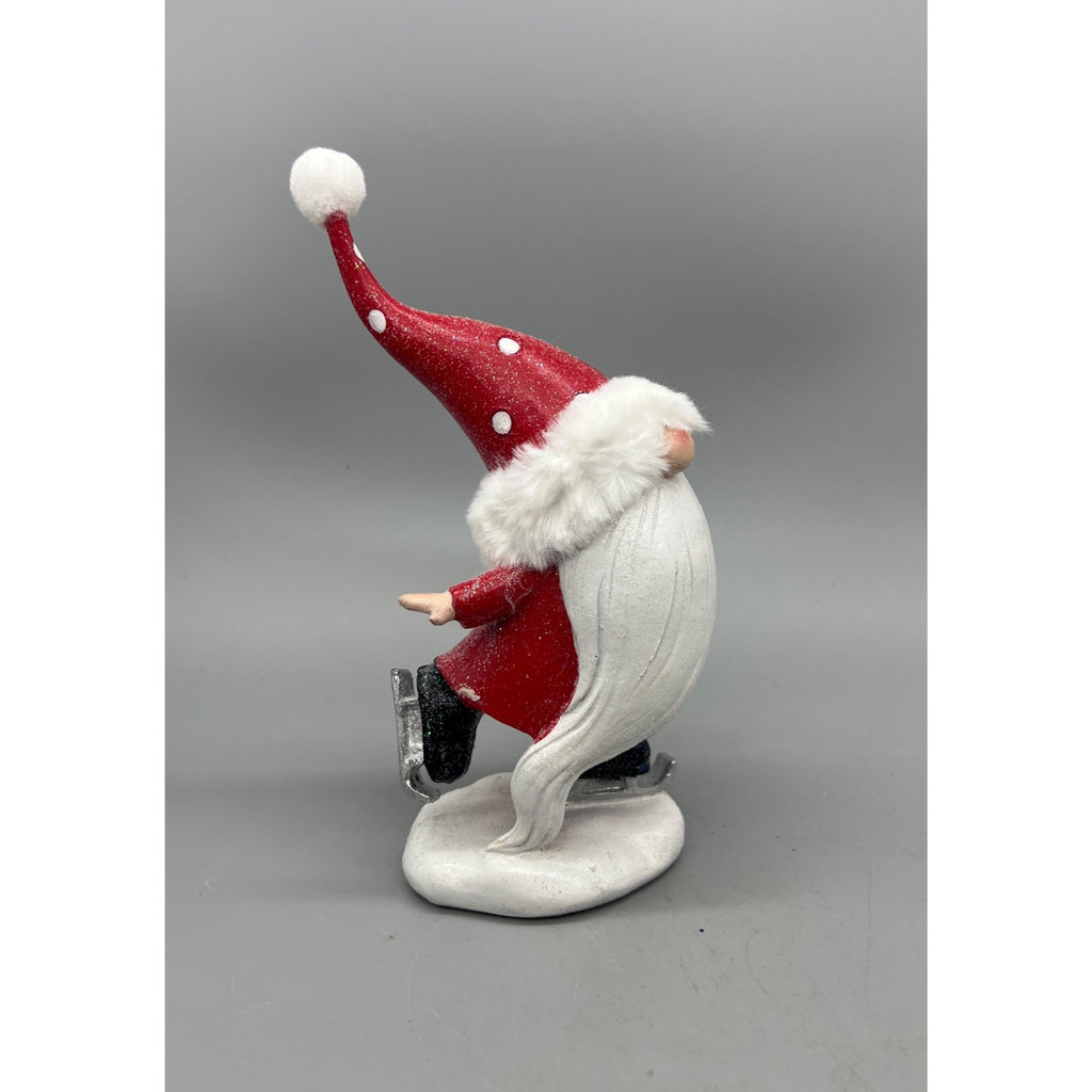 Hand Painted Christmas Ice Skating & Skiing Gnome Resin Figurine – Whimsical Holiday Shelf Decor – Sold Separately