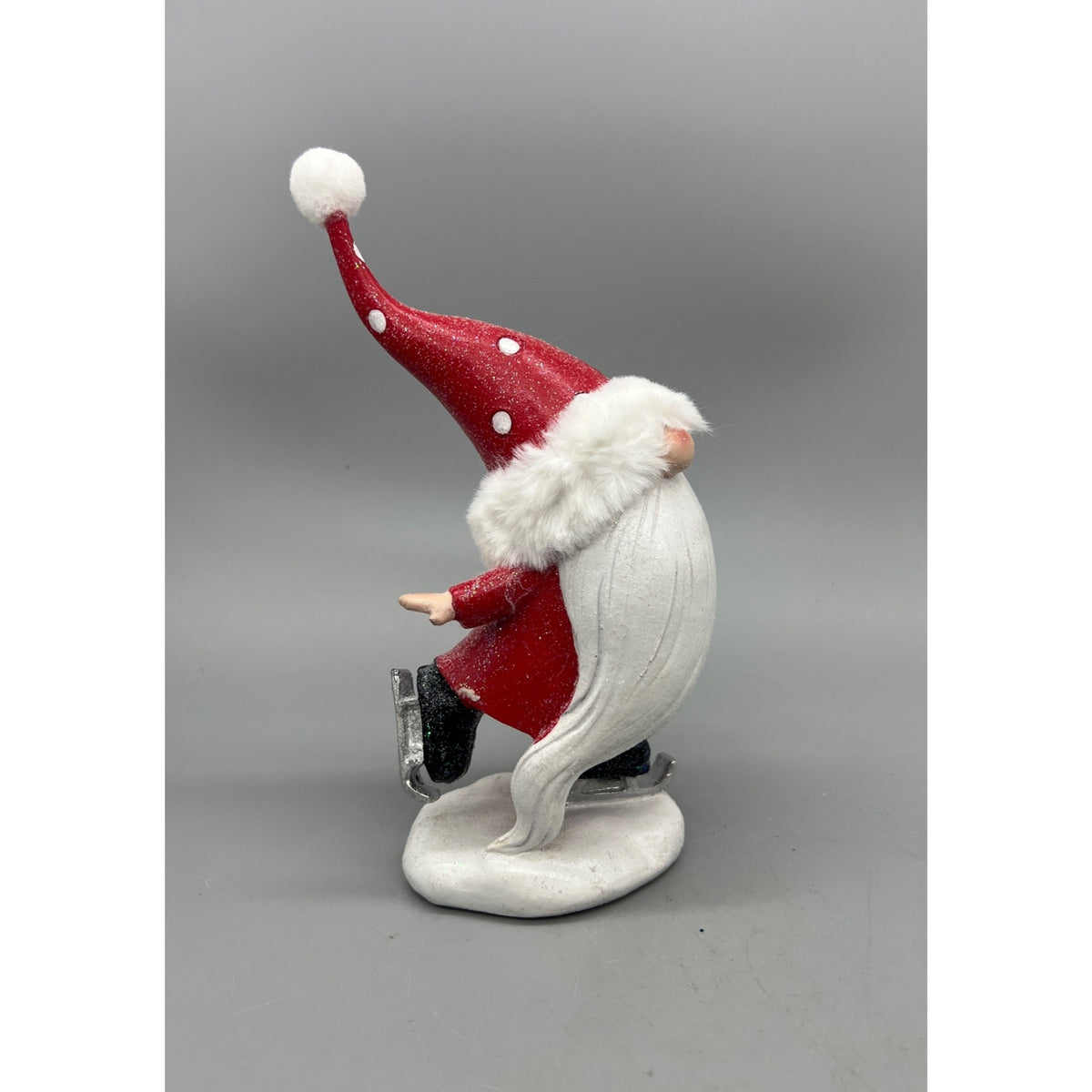 Hand Painted Christmas Ice Skating & Skiing Gnome Resin Figurine – Whimsical Holiday Shelf Decor – Sold Separately