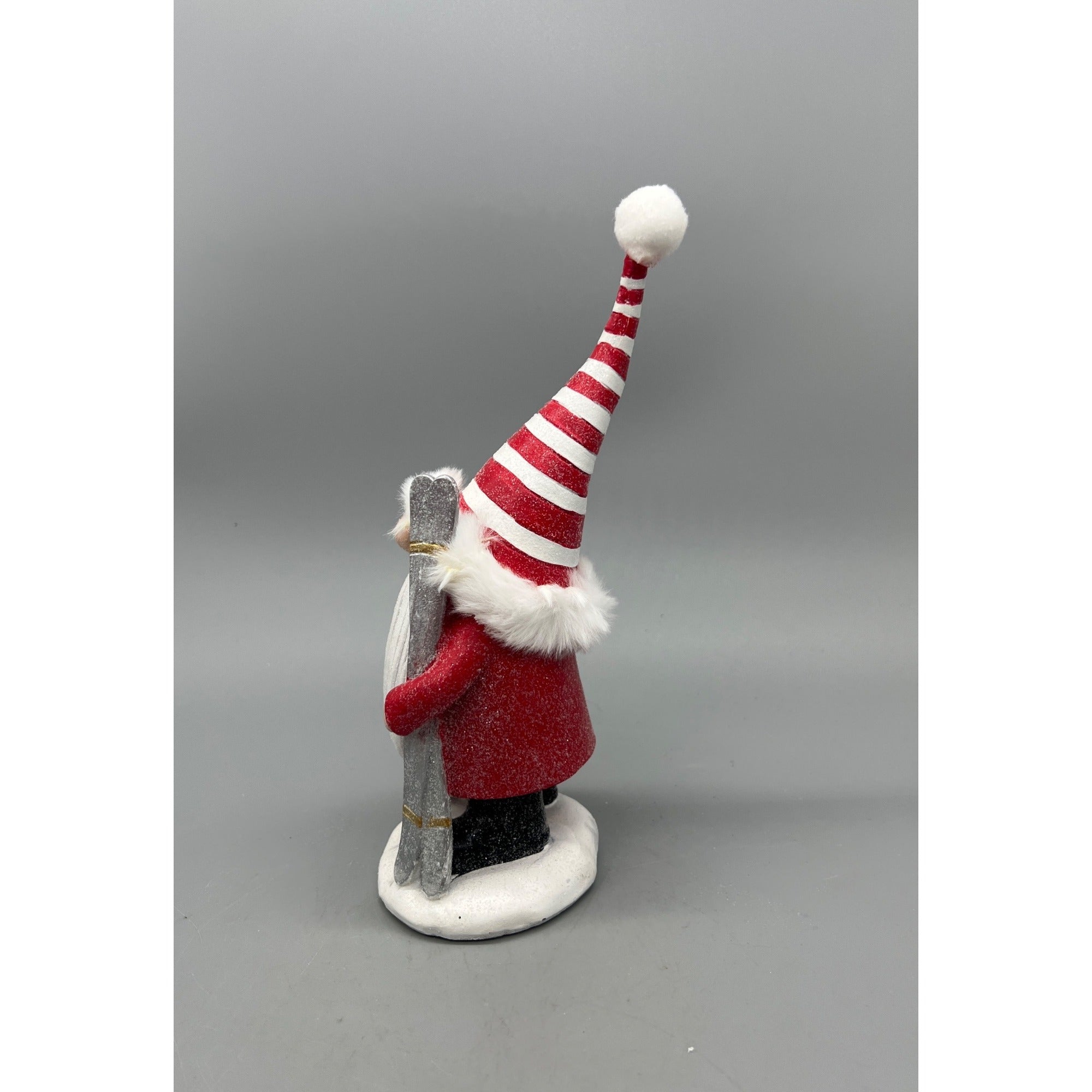 Hand Painted Christmas Ice Skating & Skiing Gnome Resin Figurine – Whimsical Holiday Shelf Decor – Sold Separately