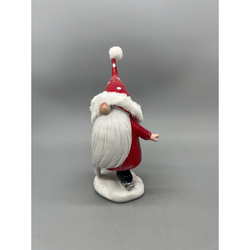 Hand Painted Christmas Ice Skating & Skiing Gnome Resin Figurine – Whimsical Holiday Shelf Decor – Sold Separately