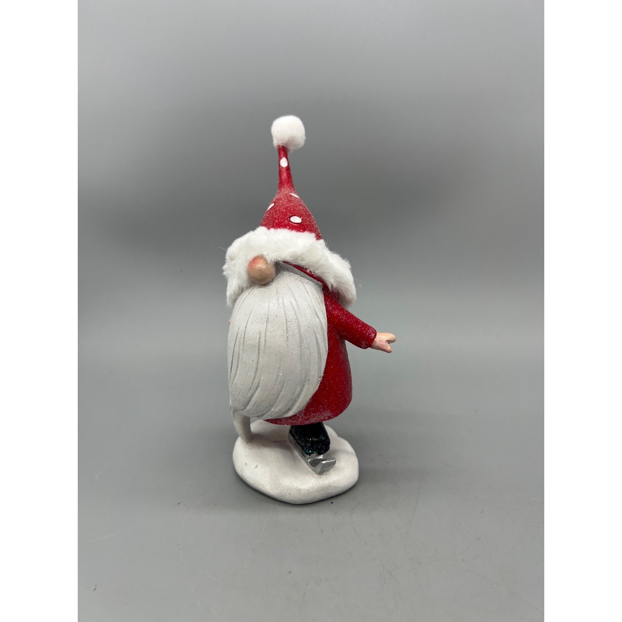 Hand Painted Christmas Ice Skating & Skiing Gnome Resin Figurine – Whimsical Holiday Shelf Decor – Sold Separately