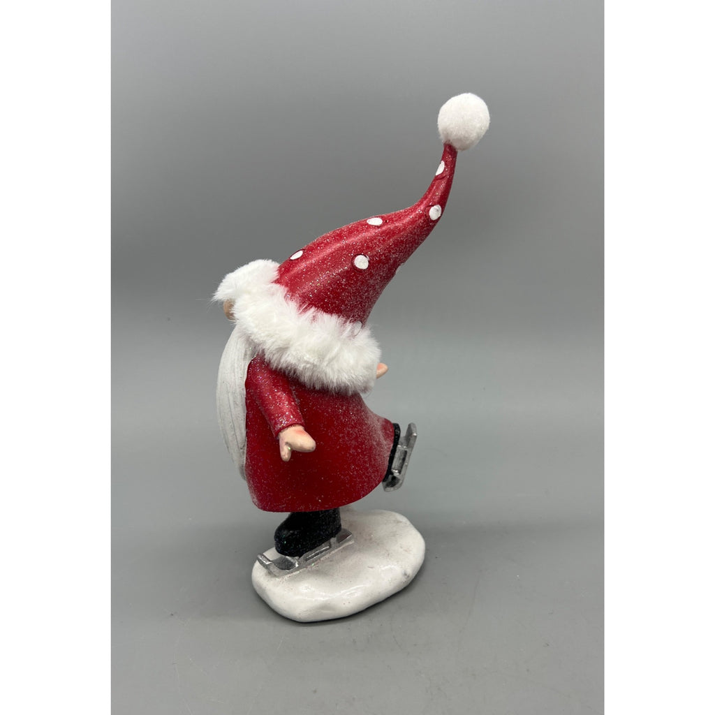 Hand Painted Christmas Ice Skating & Skiing Gnome Resin Figurine – Whimsical Holiday Shelf Decor – Sold Separately