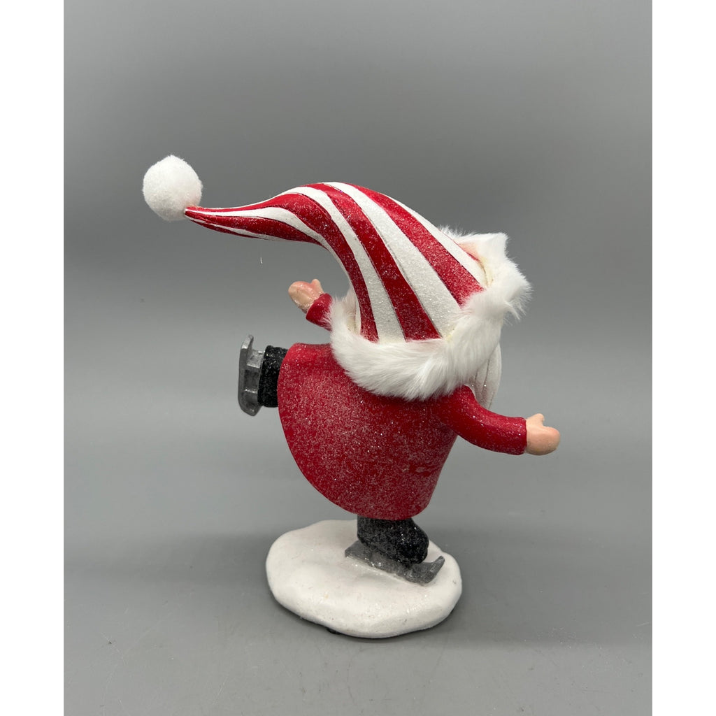 Hand Painted Christmas Ice Skating & Skiing Gnome Resin Figurine – Whimsical Holiday Shelf Decor – Sold Separately