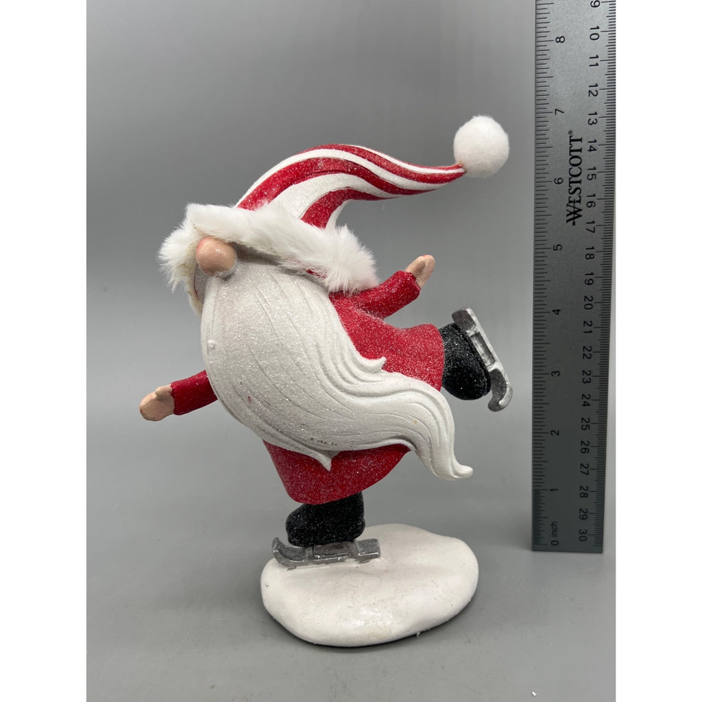 Hand Painted Christmas Ice Skating & Skiing Gnome Resin Figurine – Whimsical Holiday Shelf Decor – Sold Separately