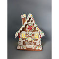 6.5” Lighted Gingerbread House with Peppermint Candy Christmas Holiday Figurine Décor