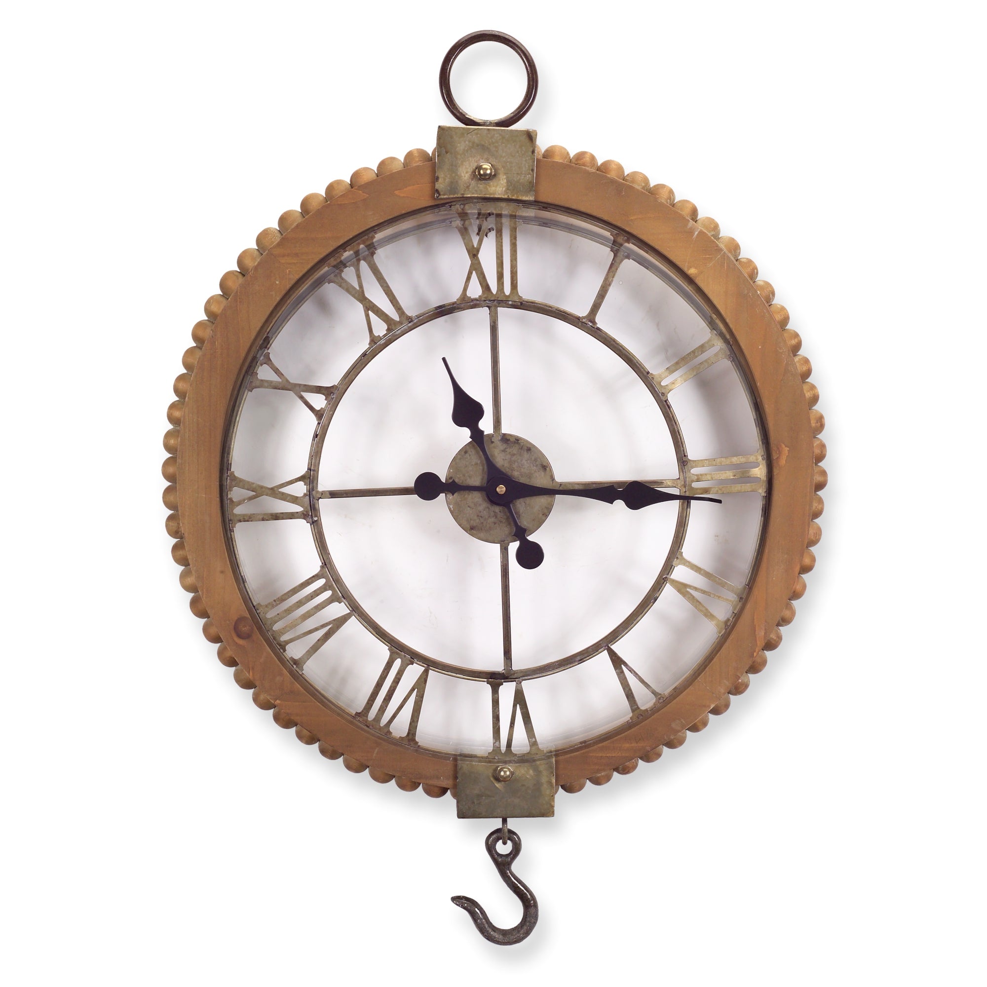 Open Face Industrial Wall Clock w/Hook Accent 22"D