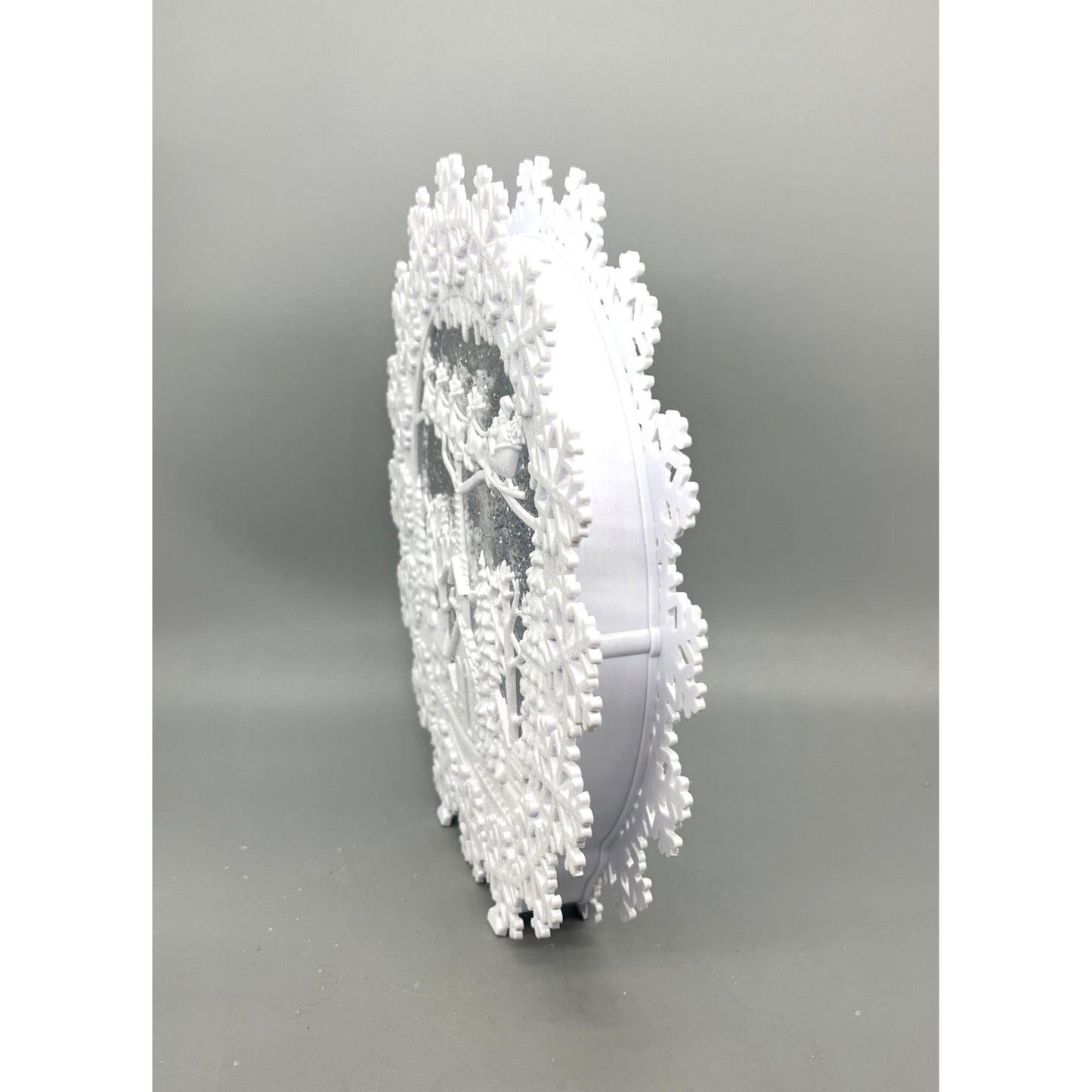 12 Inch White Round Water Spinning LED Winter Scene