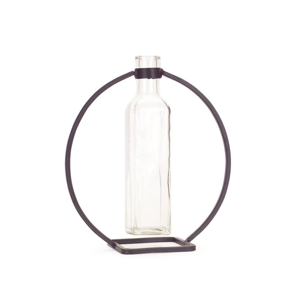 Modern Hanging Bottle Vase in Circle Stand (Set of 4)