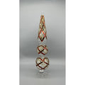 17 Inch Clear Glass Two Ball Finial W/Burgundy & Gold