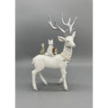 Hand Decorated White Christmas Reindeer Figurine with Woodland Animals – Holiday Tabletop Decor (Sold Seperately)