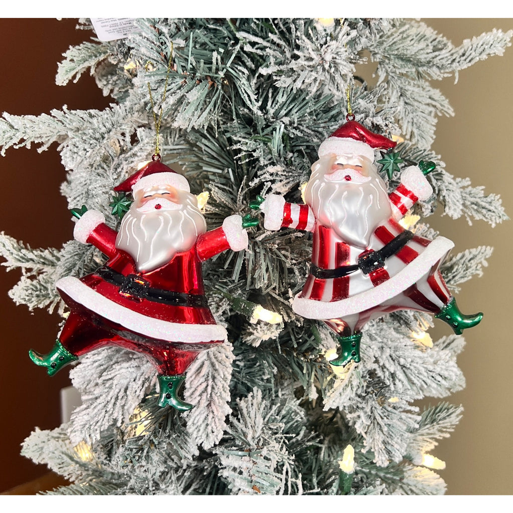 6” Dancing Santa Christmas Ornament – Red White Striped Holiday Santa Decor, Sold Separately
