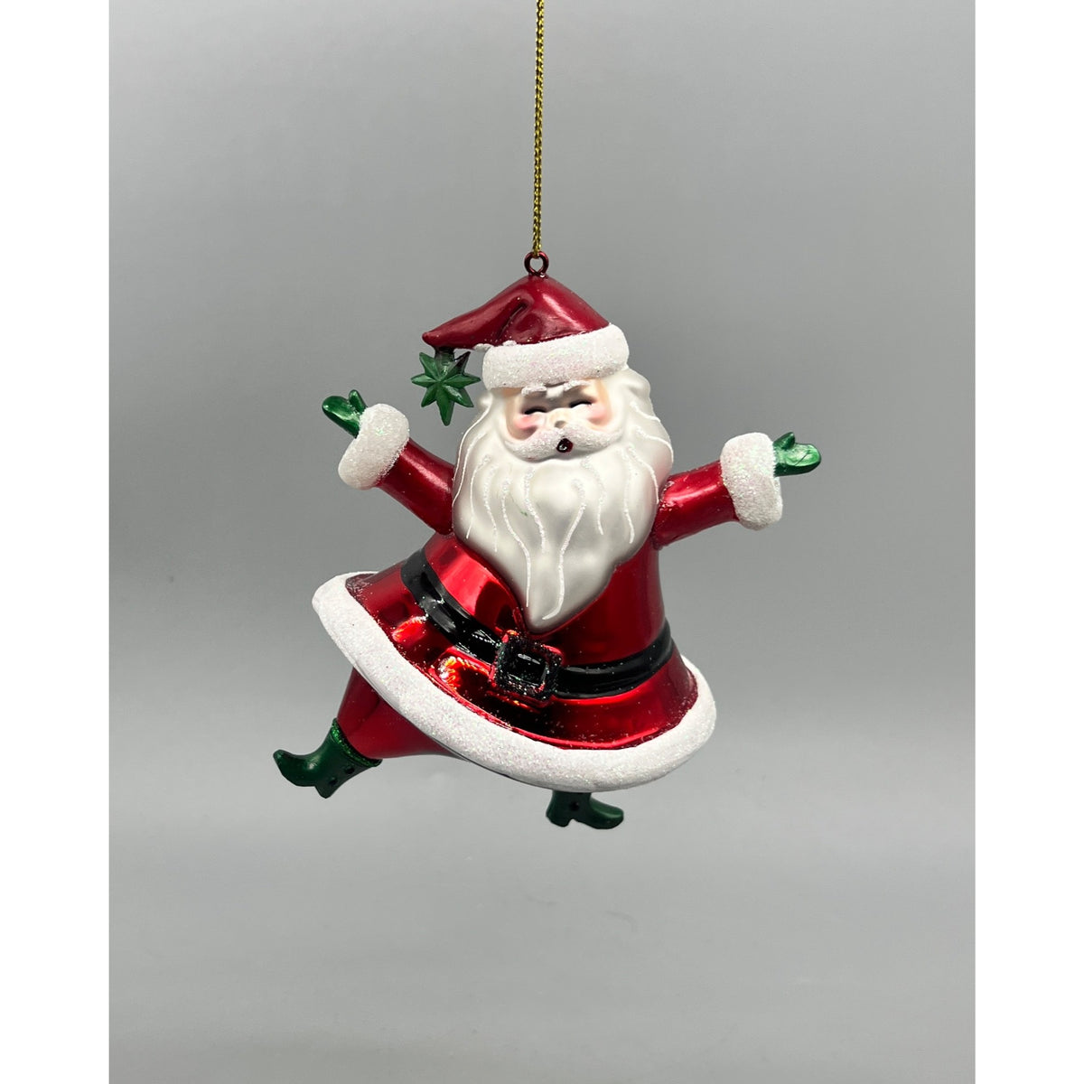 6” Dancing Santa Christmas Ornament – Red White Striped Holiday Santa Decor, Sold Separately