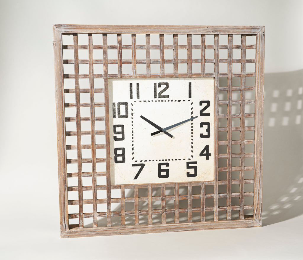 Lattice Wood Wall Clock 29.5"SQ