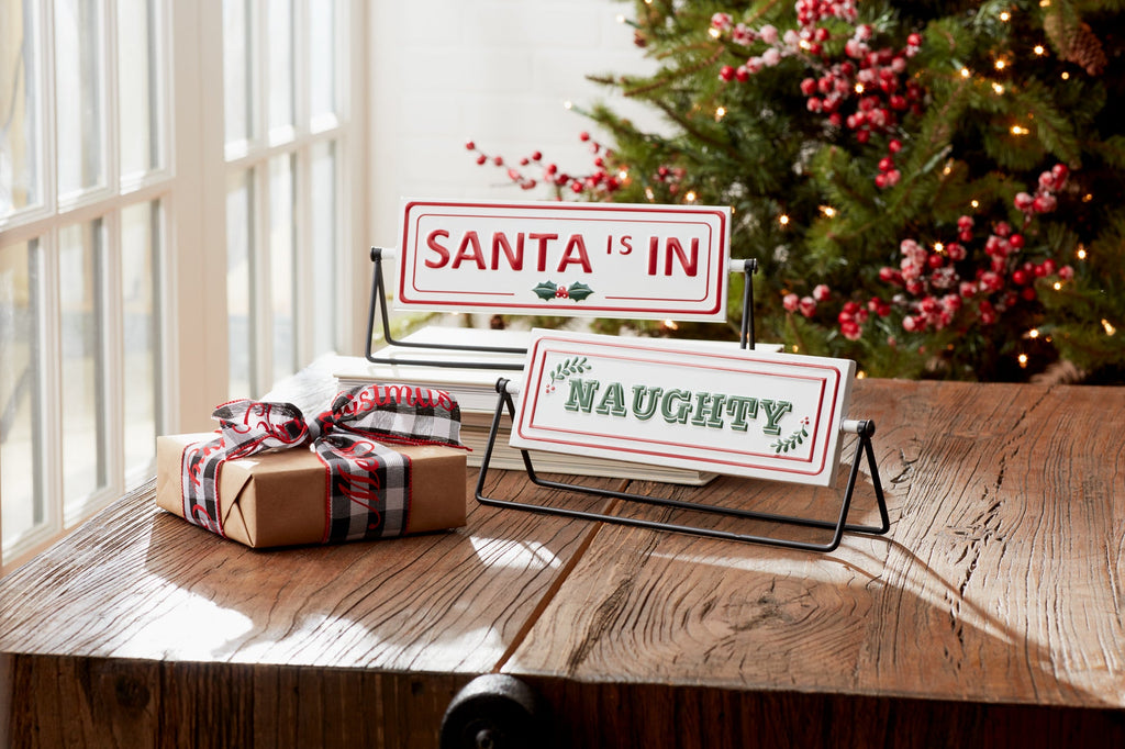 Reversible Christmas Sentiment Metal Table Sign (Set of 2)