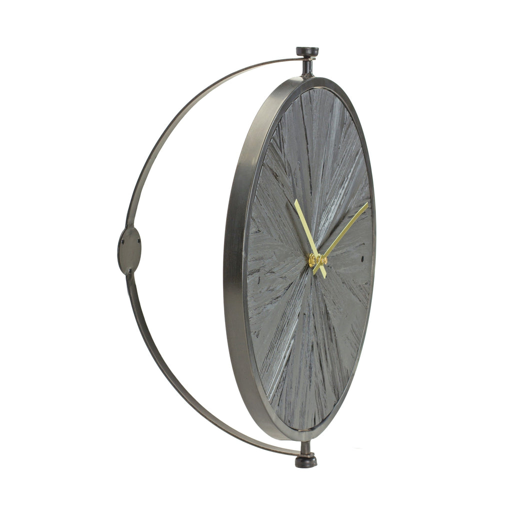 Modern Wood Wall Clock with Suspended Stand 16.25"D