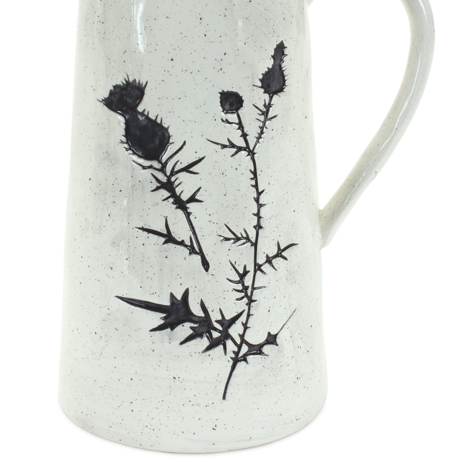 Rustic Thistle Etched Pitcher Vase with Speckled Finish (Set of 2)