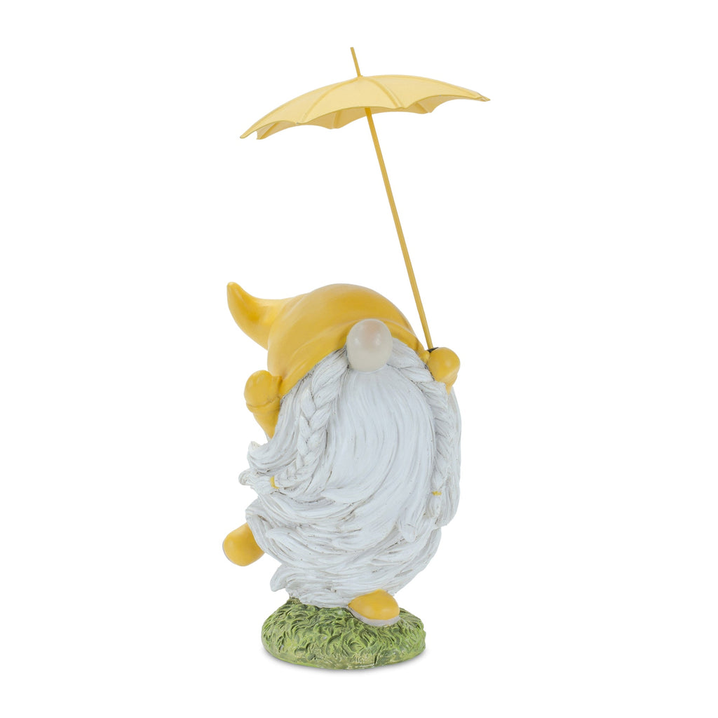 Whimsical Dancing Garden Gnome Figurine with Umbrella (Set of 4)