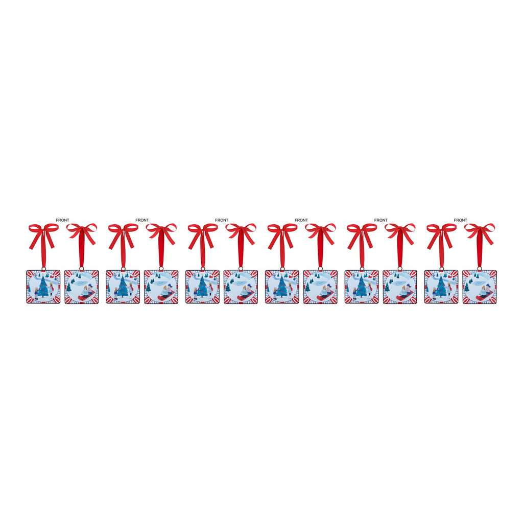 Sledding and Christmas Tree Ornament (Set of 12)