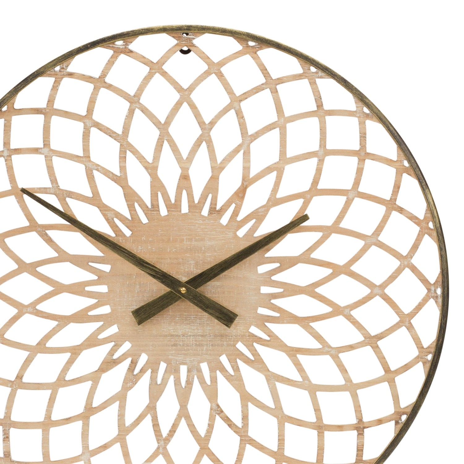 Round Lattice Wood Wall Clock 23.75"D