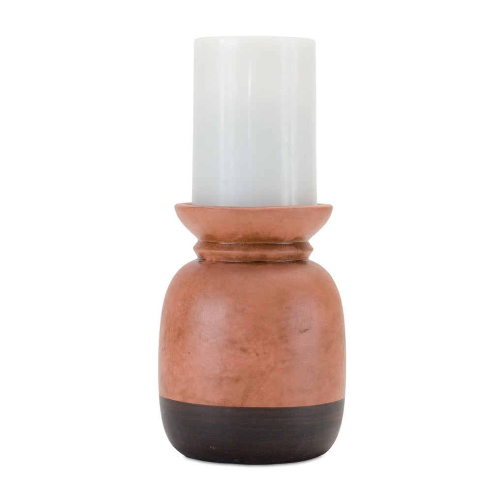 Dual-Tone Ceramic Candle Holder (Set of 2); Black