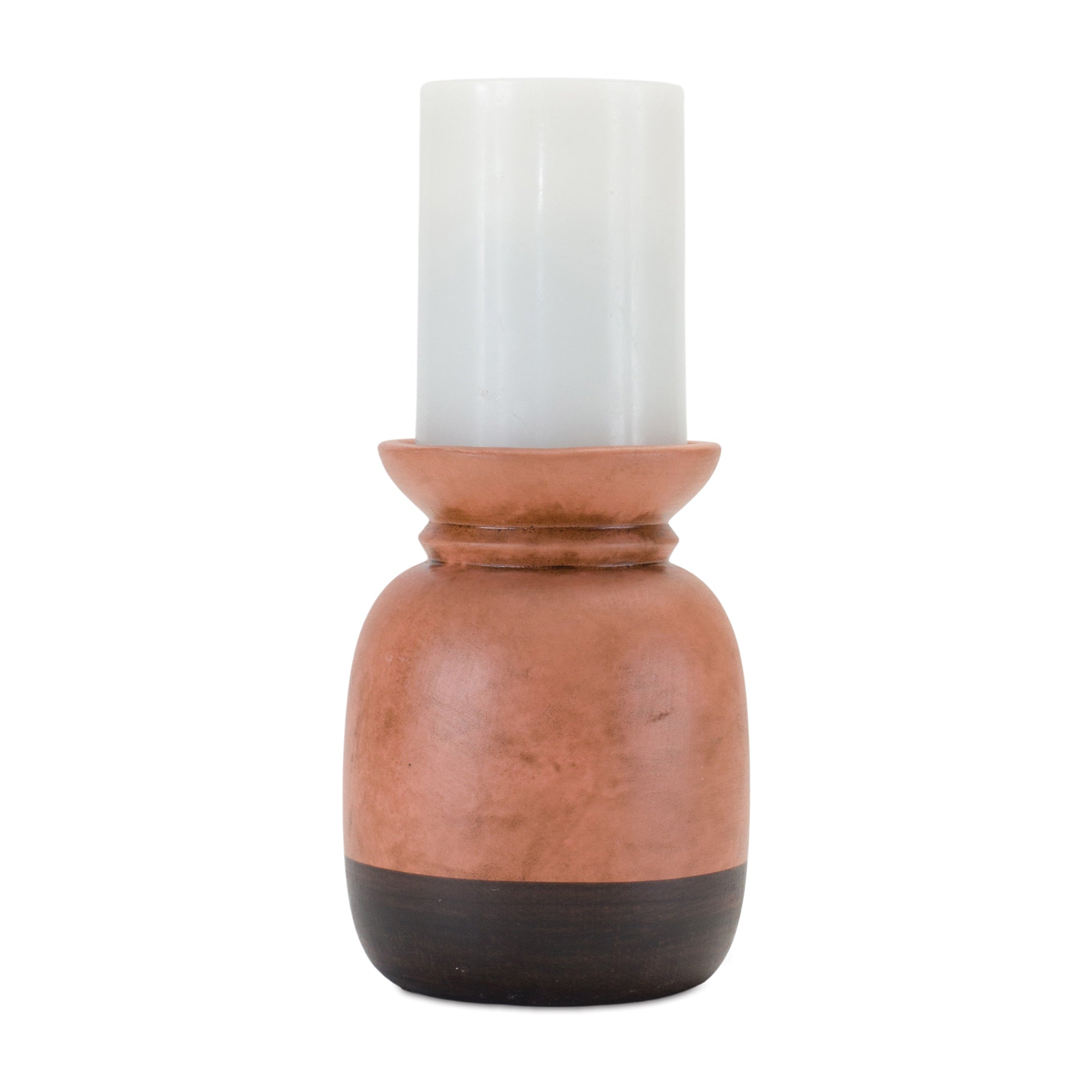 Dual-Tone Ceramic Candle Holder (Set of 2); Black