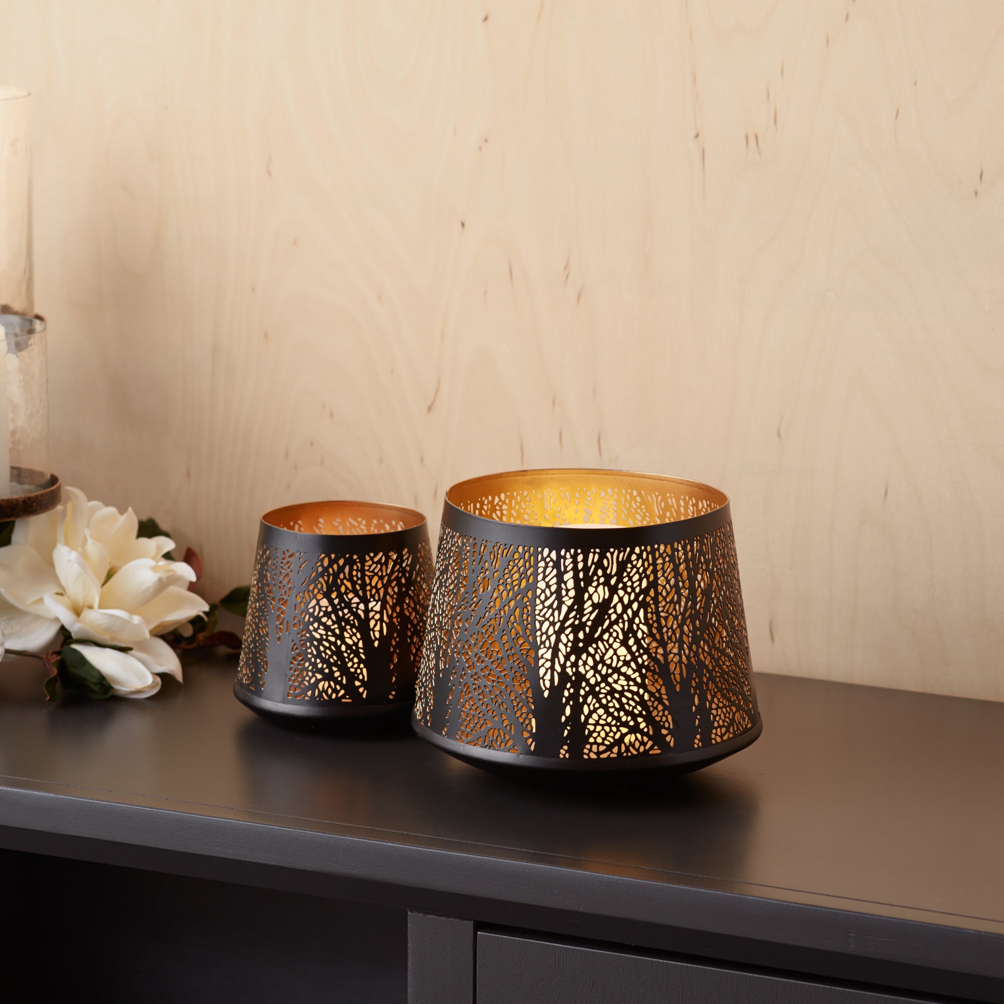 Abstract Punched Metal Candle Holder (Set of 4)