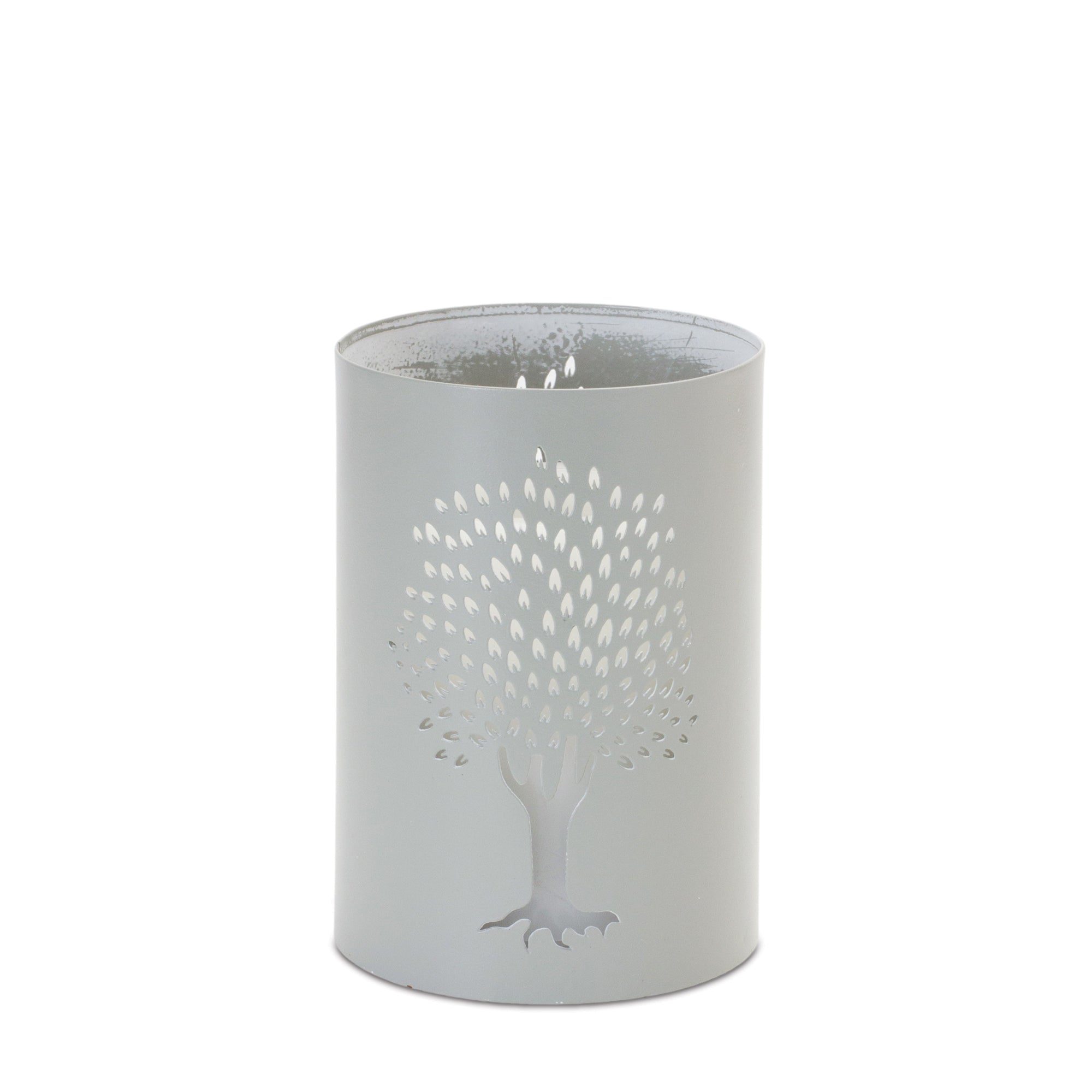 Punched Metal Tree Candle Holder (Set of 2)