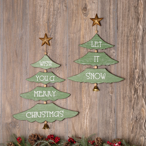 Christmas Pine Tree Wall Sign (Set of 2)