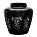 Etched Soda Lime Glass Urn Vase 6.5"D; Black
