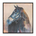 Framed Horse Canvas Art 24"SQ; Black, Beige