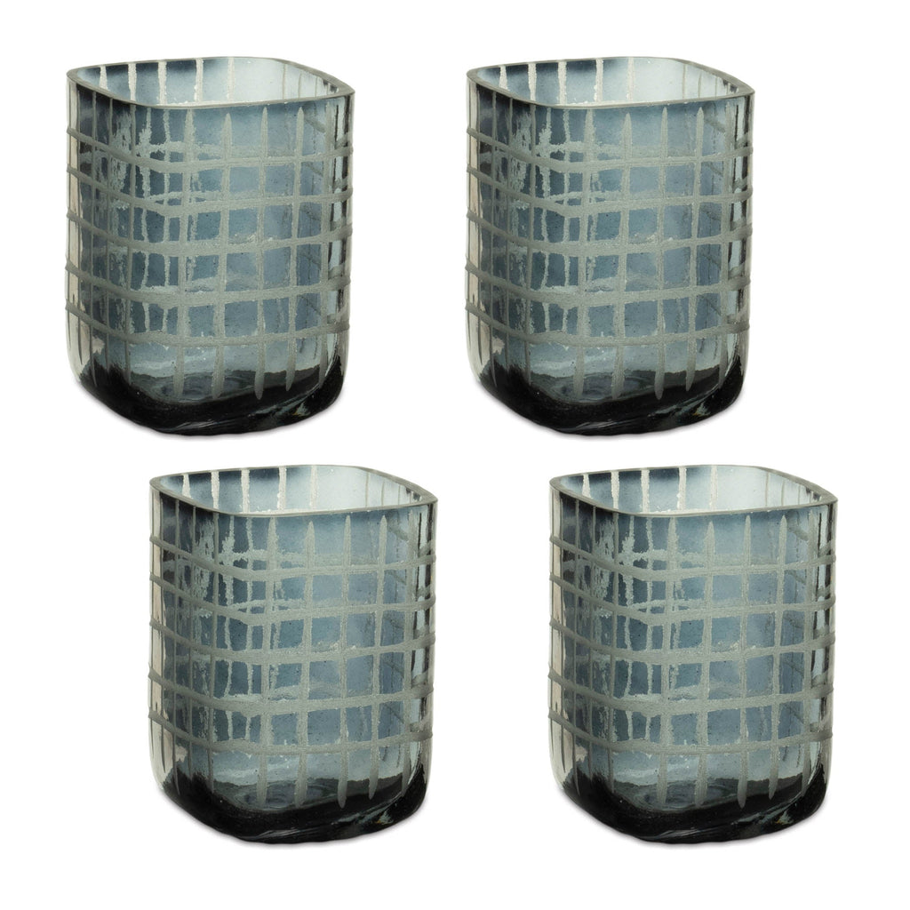 Etched Glass Candle Holder (Set of 4)