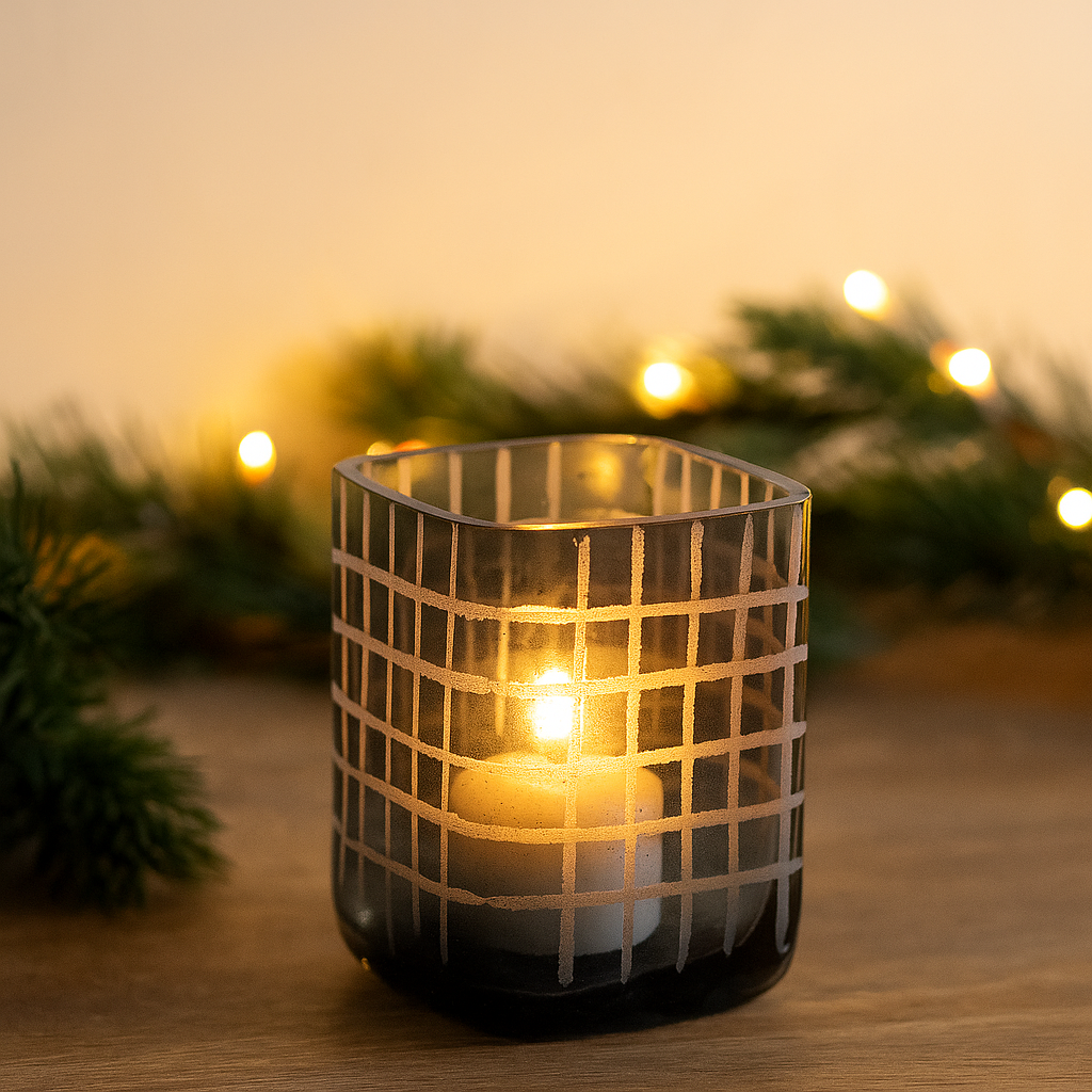 Etched Glass Candle Holder (Set of 4)
