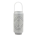 Punched Metal Candle Lantern 15.5"H; Gray