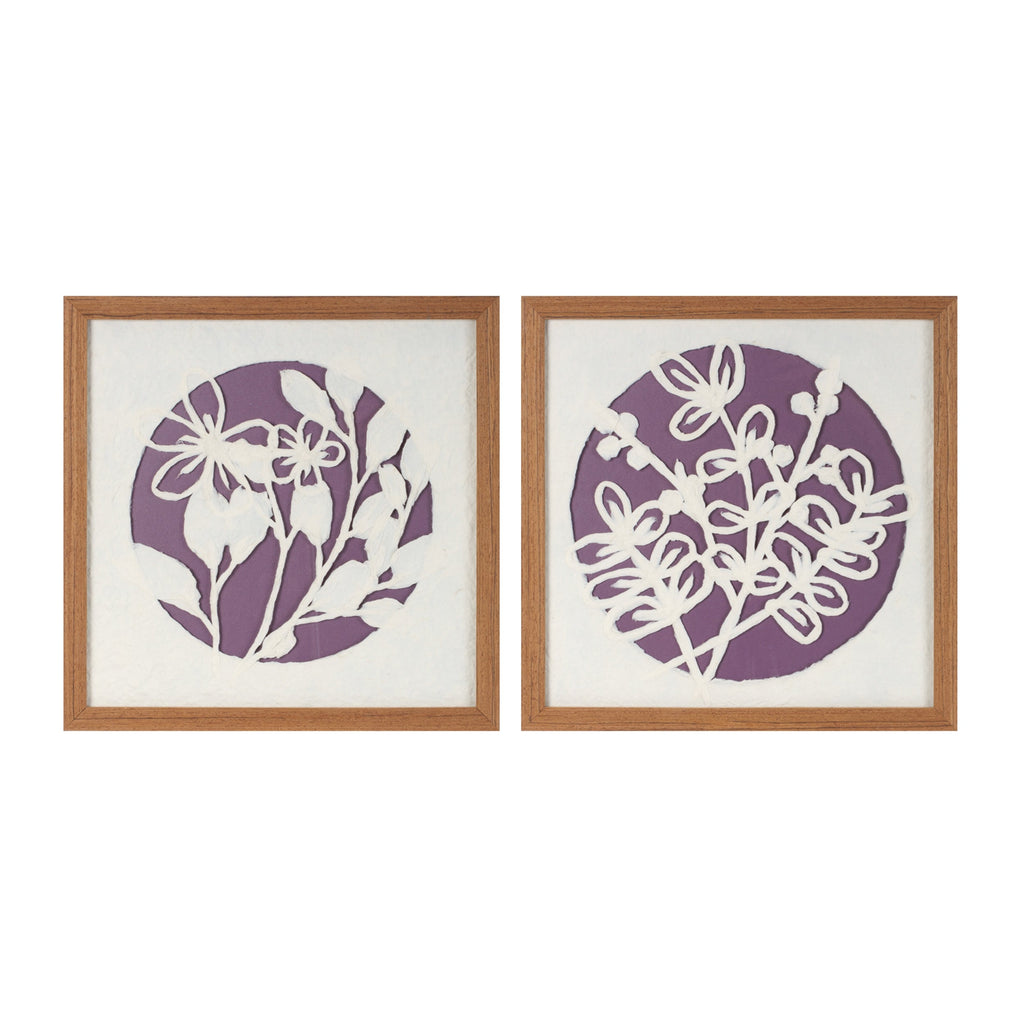 Framed Floral Wall Art Under Glass (Set of 2)