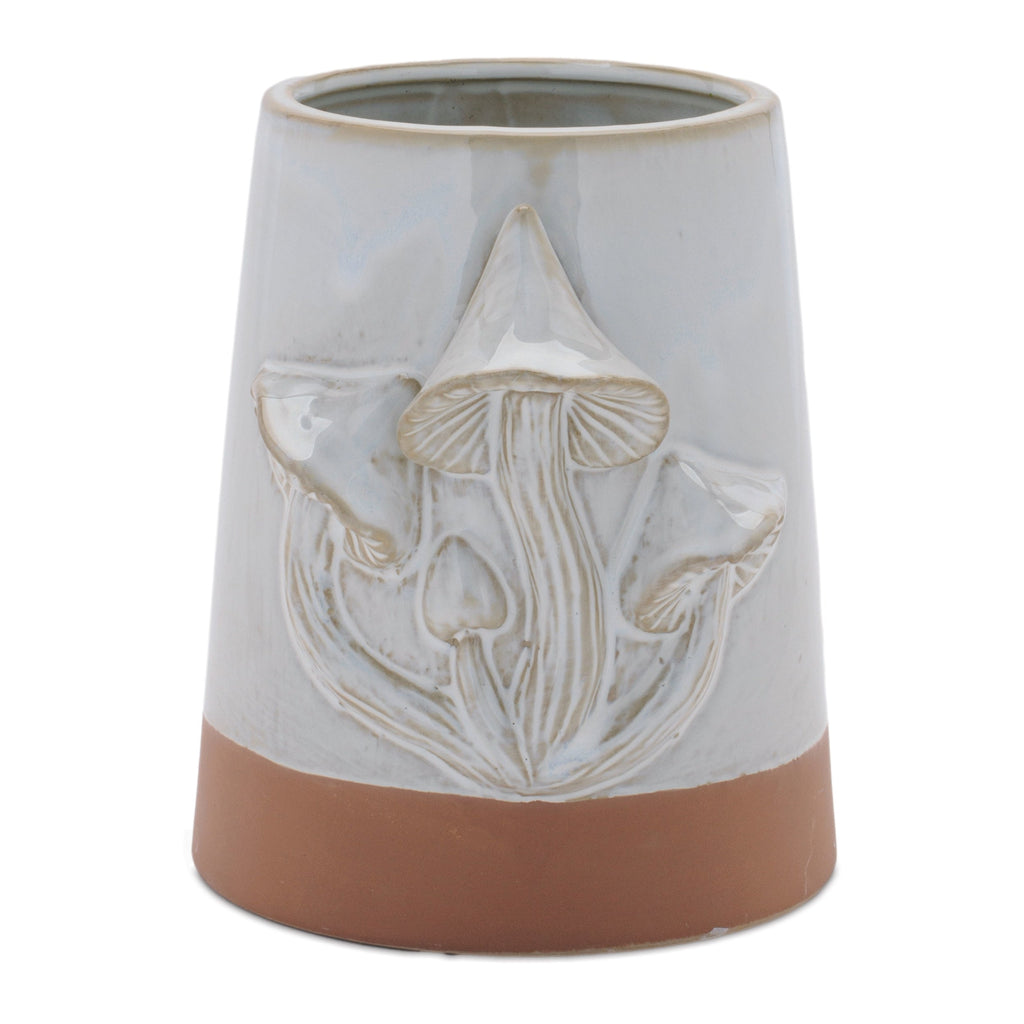 Tapered Porecelain Planter with Mushrooms (Set of 2)