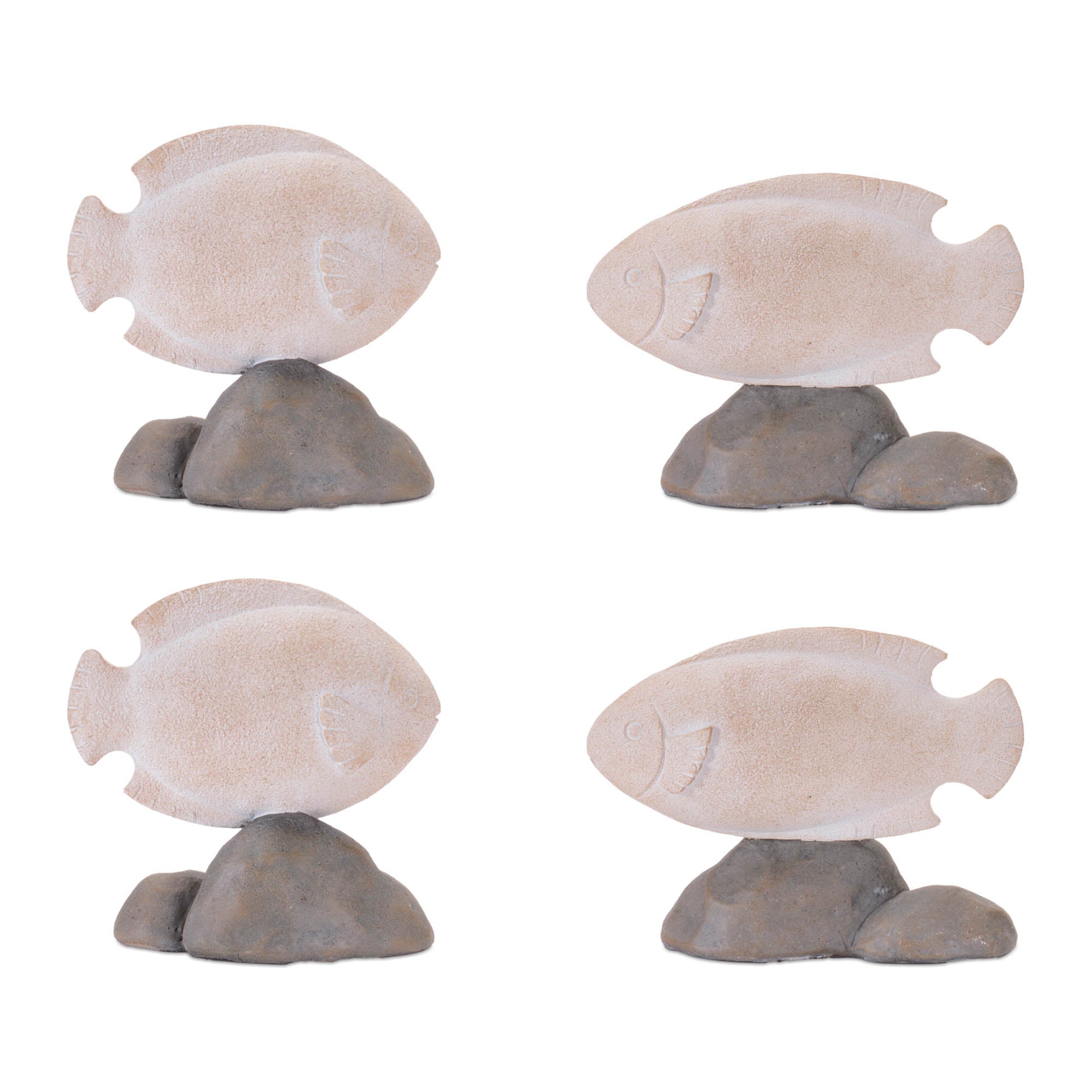 Fish on Rock Decor (Set of 4)