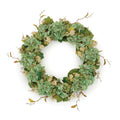Hydrangea and Seedum Floral Wreath 32"D; Green