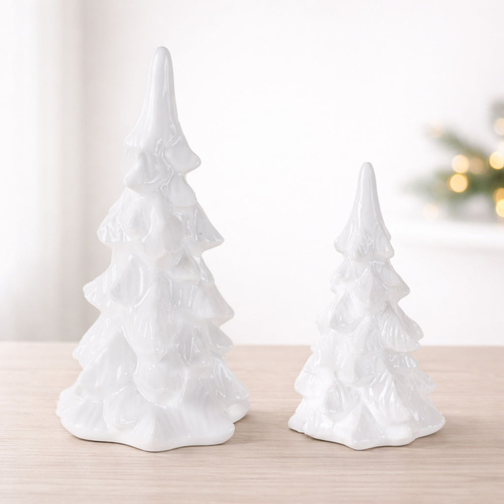 Glossy Ceramic Christmas Trees (Set of 2)