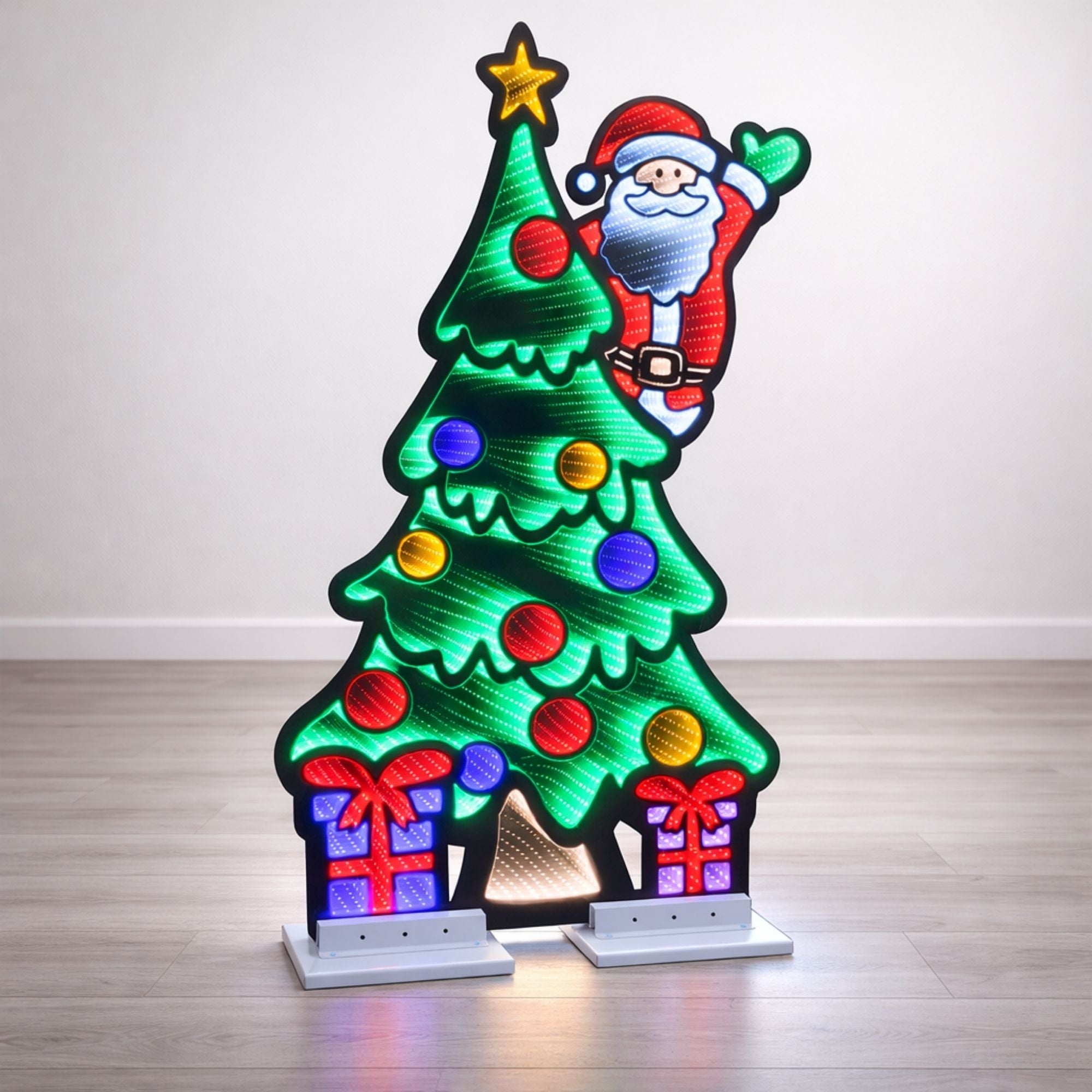 Santa and Christmas Tree Ekkolight 48"H