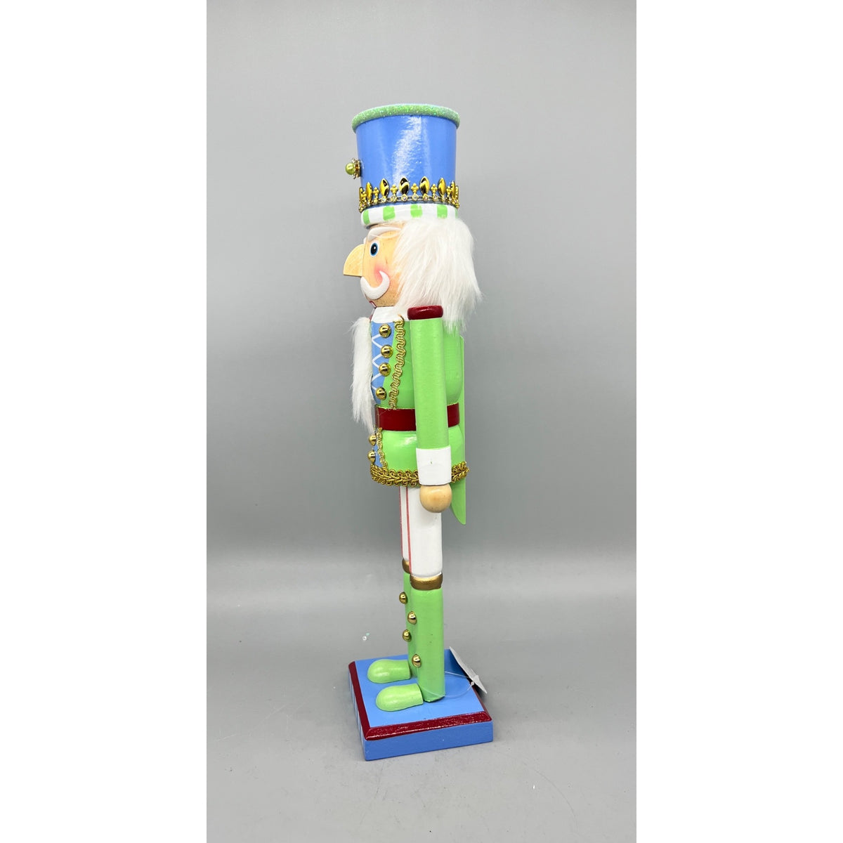15” Hand Decorated Green & Blue Pastel Christmas Nutcracker Figurine – Sugar & Spice Holiday Decor
