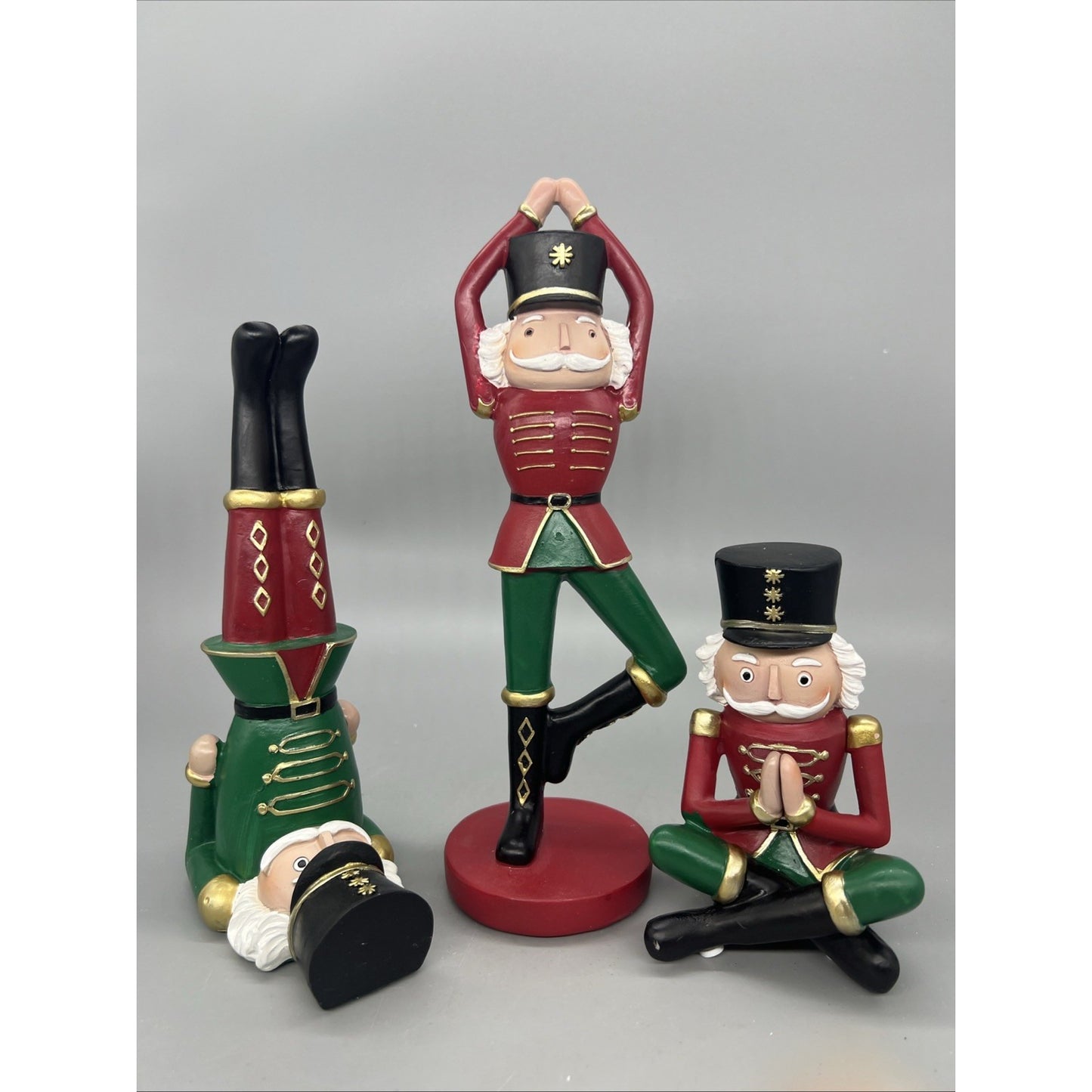 Red & Green Soldier Yoga (3 Asst) 5” 8” 10” Resin